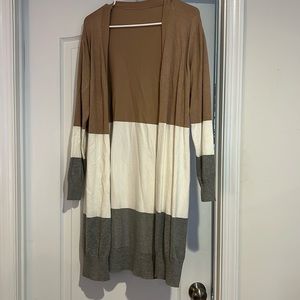 Color block long sleeve cardigan